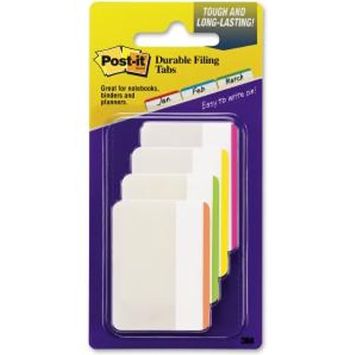 Post-it 2" x 1.5" Assorted Write-on Durable Flat Filing Tabs - 24pk (Bright Colors)