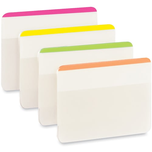Post-it 2" x 1.5" Assorted Write-on Durable Flat Filing Tabs - 24pk (Bright Colors)