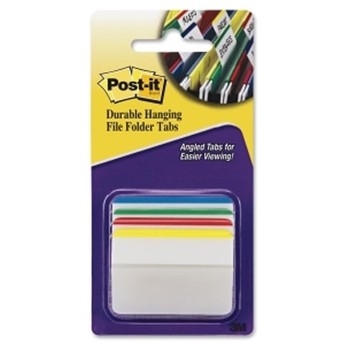 Post-it 2" x 1.50" Assorted Tab Write-on Durable Hanging File Folder Tabs - 24pk