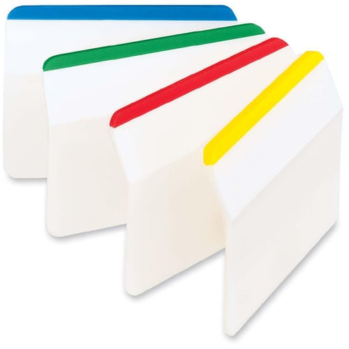 Post-it 2" x 1.50" Assorted Tab Write-on Durable Hanging File Folder Tabs - 24pk