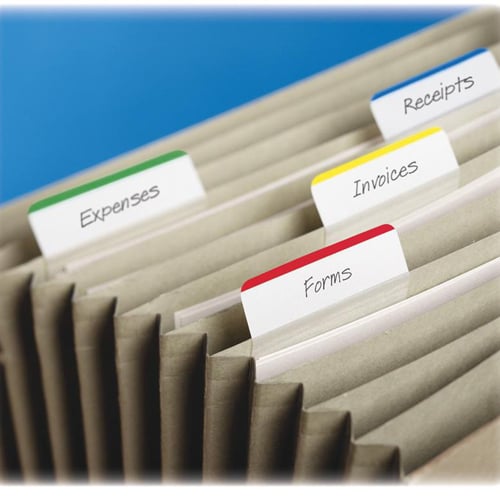 Post-it 2" x 1.50" Assorted Tab Write-on Durable Hanging File Folder Tabs - 24pk