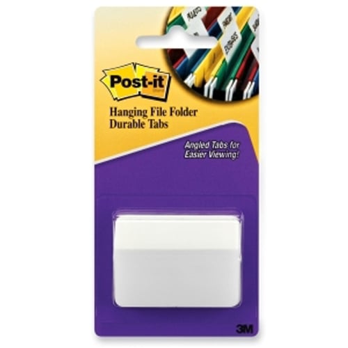 Post-it 2" x 1.50" White Hanging File Folder Durable Angled Tabs - 50pk