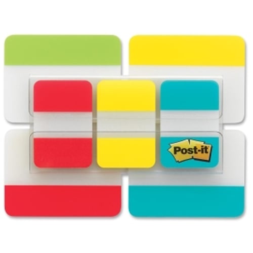 Post-it 2" x 1" Assorted Solid Tab Write-on Durable Index Tabs - 66pk