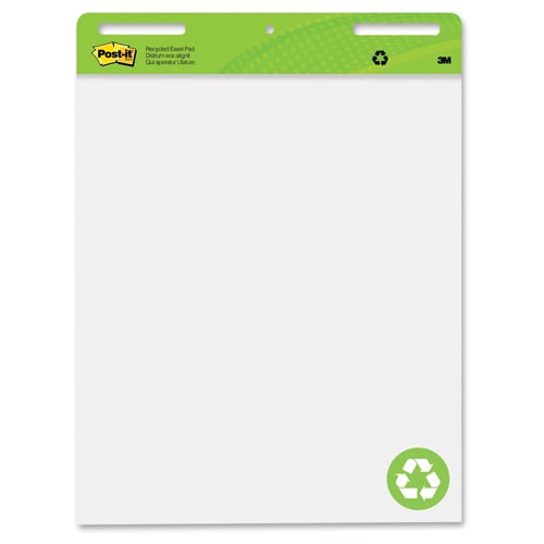 Post-it 25" x 30" Recycled White Self-Stick Easel Pad - 2 Pads