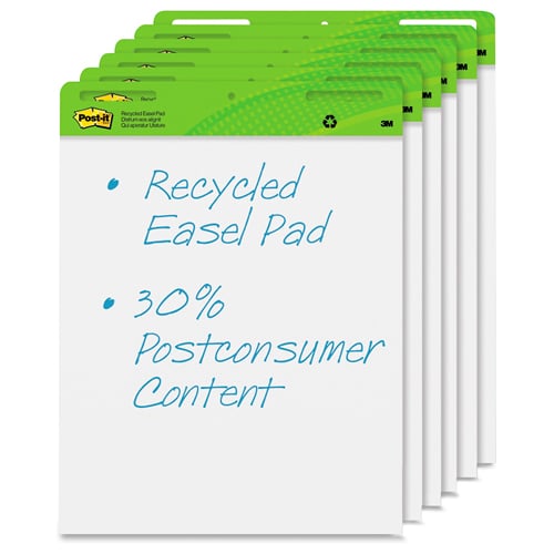 Post-it 25" x 30" Recycled White Self-Stick Easel Pad - 6 Pads