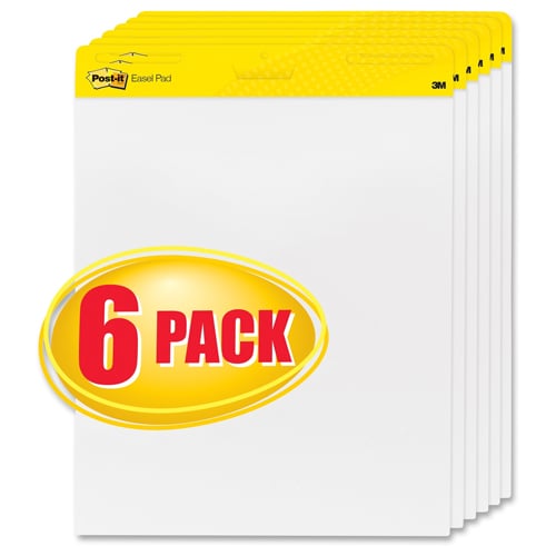 Post-it 25" x 30" White Self-Stick Easel Pad - 6 Pads