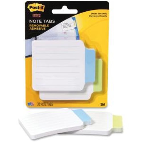 Post-it 3-3/8" x 2-3/4" Blue/Green Tab Removable Adhesive Note Filing Tabs - 1pk