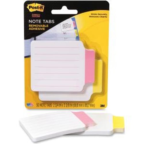 Post-it 3-3/8" x 2-3/4" Red/Yellow Tab Removable Adhesive Note Filing Tabs - 1pk