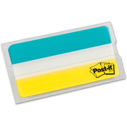 Post-it 3" W Aqua/Yellow Tab Write-on Durable Filing Tabs - 20pk