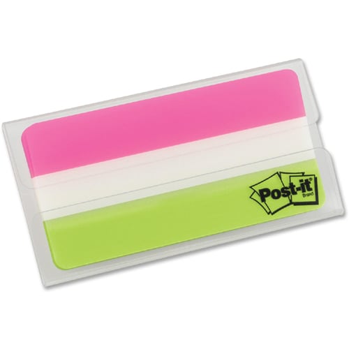 Post-it 3" W Lime/Pink Tab Write-on Durable Filing Tabs - 20pk