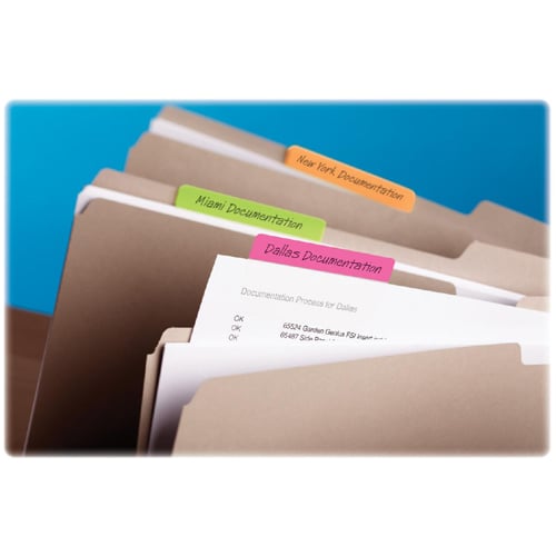 Post-it 3" x 1.5" Assorted Bright Color Tab Write-on Durable Filing Tabs - 24pk
