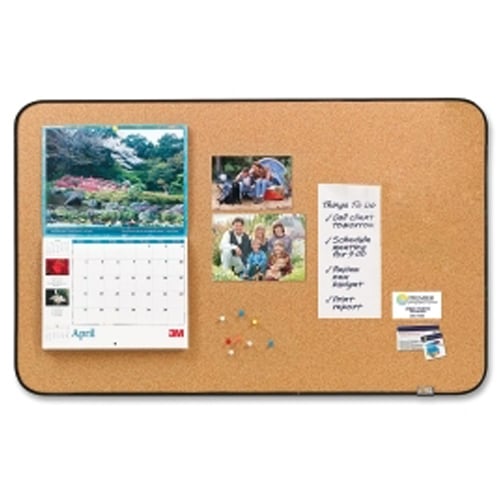 Post-it 36" x 22" Sticky Cork Bulletin Board with Black Frame - MMM558BB