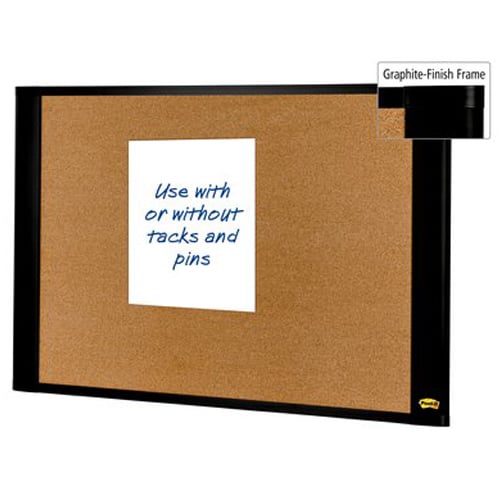 Post-It 36" x 24" Fiberboard Backing Cork Bulletin Board with Graphite Frame - MMMA3624G