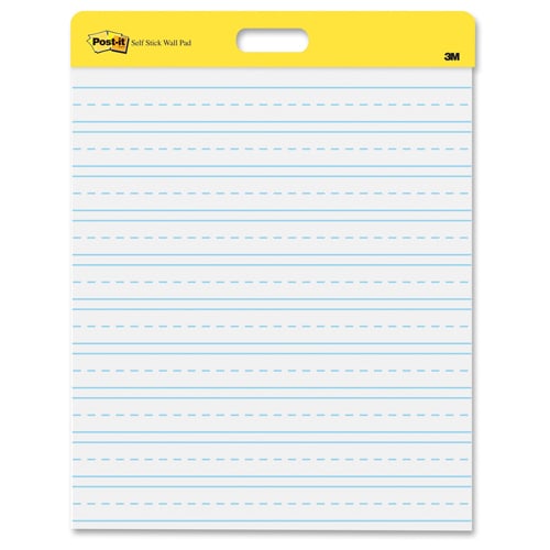 Post-it Self-Stick 20" x 23" White Paper Wall Pad with Primary Ruled Lines - 2 Pads
