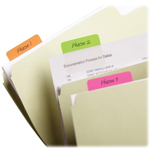 Post-it 2" x 1.5" Assorted Bright Color Tab Write-on Durable Filing Tabs - 24pk