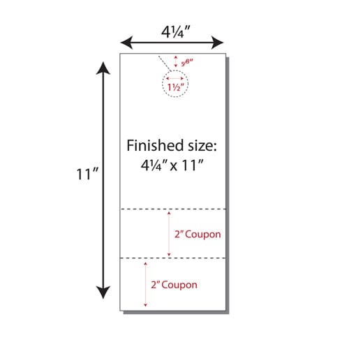 Print Your Own 2-up Laser Perforated Door Hangers with 2 Coupons - 250pk
