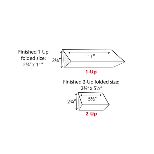 Print Your Own Short Horizontal 1-Up or 2-Up Horizontal Tri-Fold Table Tent - 250 Sheets