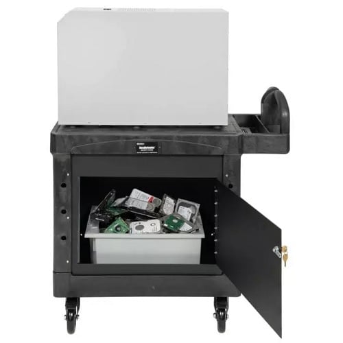 Custom Rolling Cart with Bin and Locked Door for Proton T4 and T5 Degausser