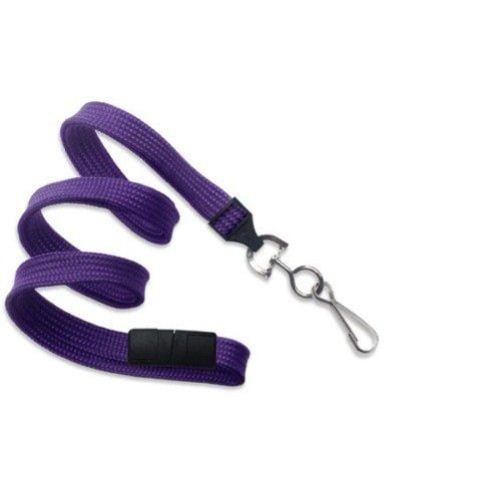 Purple Flat Braid Break-Away Lanyard with NPS Swivel Hook - 100pk