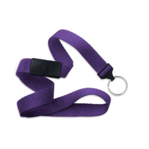 Purple Microweave Break-Away Lanyard with NPS Split Ring - 100pk