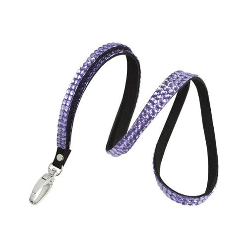 Purple Rhinestone Lanyard With Lobster Claw - 10pk