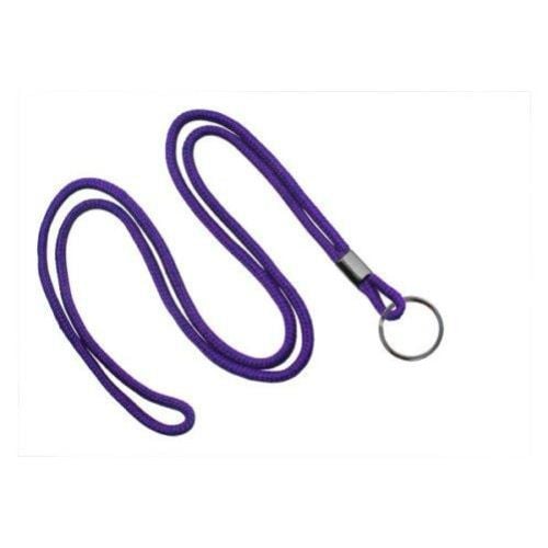 Purple Round Braid Lanyard with Black Split Ring - 1000pk
