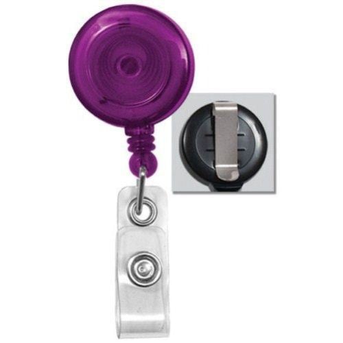 Purple Translucent Round Badge Reel with Belt Clip - 25pk - Clearance Sale