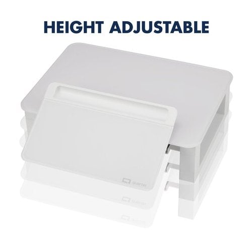 Quartet Desktop Glass Monitor Riser (Adjustable Height) with Dry Erase Board - Q090GMRW01