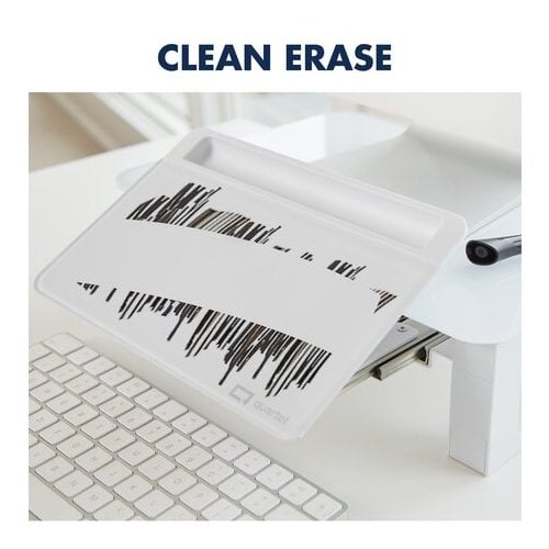 Quartet Desktop Glass Monitor Riser (Adjustable Height) with Dry Erase Board - Q090GMRW01