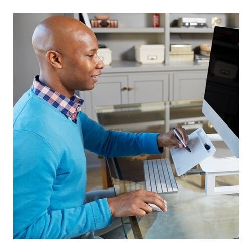 Quartet Desktop Glass Monitor Riser (Adjustable Height) with Dry Erase Board - Q090GMRW01