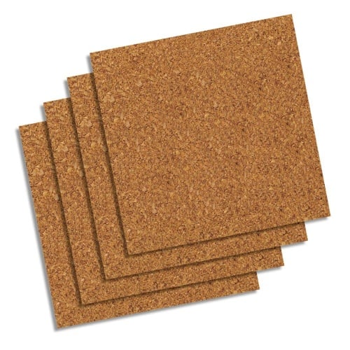 Quartet 12" x 12" Natural Cork Self-Stick Panels - 4pk