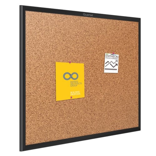 Quartet 3' x 2' Standard Natural Cork Bulletin Board with Black Frame - 2303B