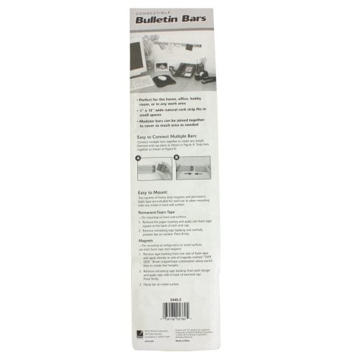 Quartet 1.25" x 12" Black Plastic Bulletin Bar III - 2440-2