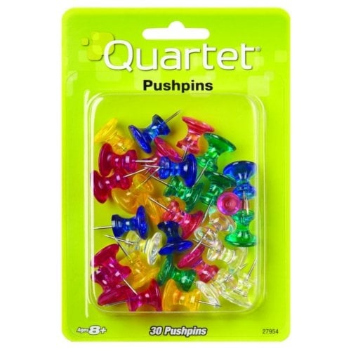 Quartet 1" Assorted Colored Push Pins 30pk - 27954 - Clearance Sale