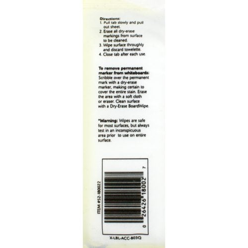 Quartet 10-Count Dry-Erase Cleaning Wipes - B52-180022