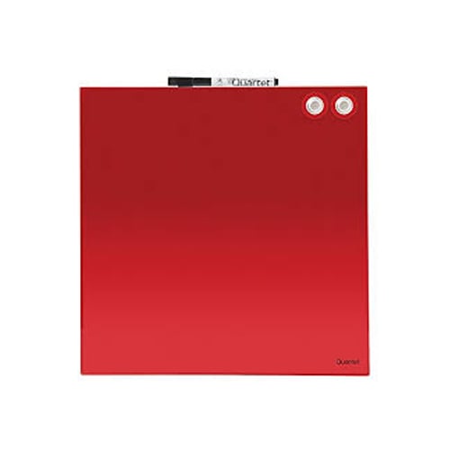 Quartet 12" x 12" Red Magnetic Glass Frameless Dry-Erase Board - 1212RGB