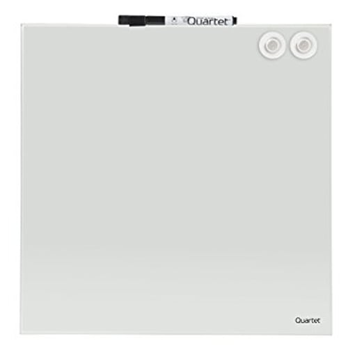 Quartet 12" x 12" White Magnetic Glass Frameless Dry-Erase Board - 1212WGB