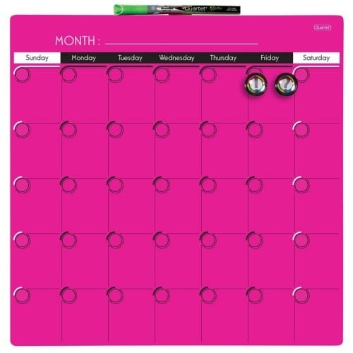 Quartet 14" x 14" Assorted Color 1-Month  Magnetic Dry-Erase Calendar Frameless Board