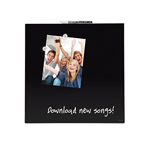 Quartet 17" x 17" Black Magnetic Glass Frameless Dry-Erase Board - 1717BGB