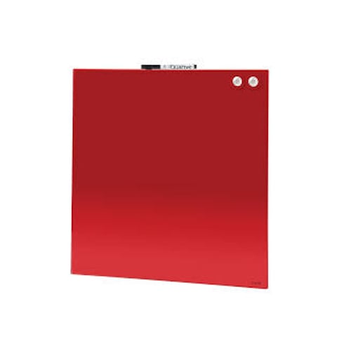 Quartet 17" x 17" Red Magnetic Glass Frameless Dry-Erase Board - 1717RGB