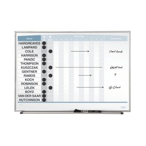 Quartet 23" x 16" 15-Name Matrix In/Out Board - QRT-33704