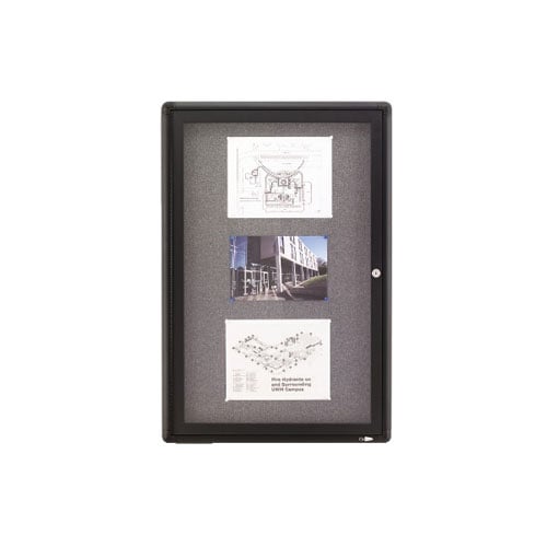Quartet 3' x 2' Radius Fabric 1 Door Enclosed Bulletin Board - 2363L
