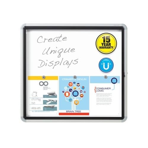 Quartet 30" x 27" Outdoor Enclosed Magnetic Whiteboard with Swing Door - QRT-EEHM2730