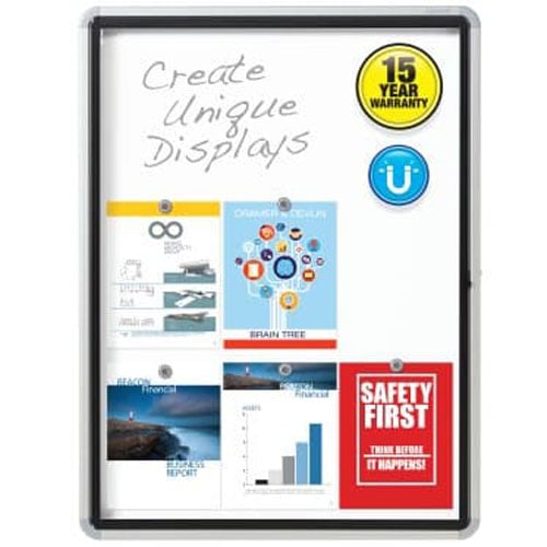 Quartet Outdoor Enclosed Magnetic Whiteboard with Swing Door