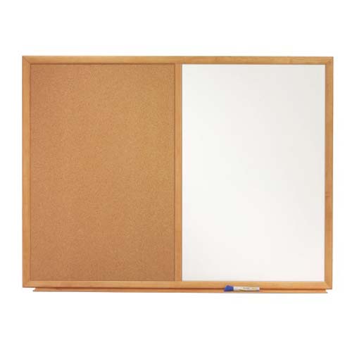 Quartet 36" x 23" Oak Frame Combination Board - S553