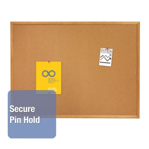 Quartet 36" x 24" Standard Cork Bulletin Board with Oak Frame - 303
