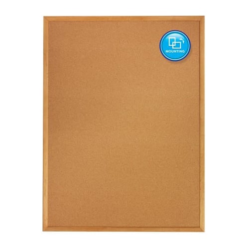 Quartet 36" x 24" Standard Cork Bulletin Board with Oak Frame - 303
