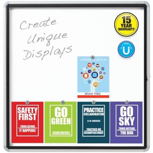Quartet Outdoor Enclosed Magnetic Whiteboard with Swing Door