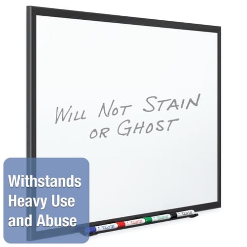 Quartet 4' x 3' Premium DuraMax Porcelain Magnetic Whiteboard with Black Aluminum Frame - 2544B