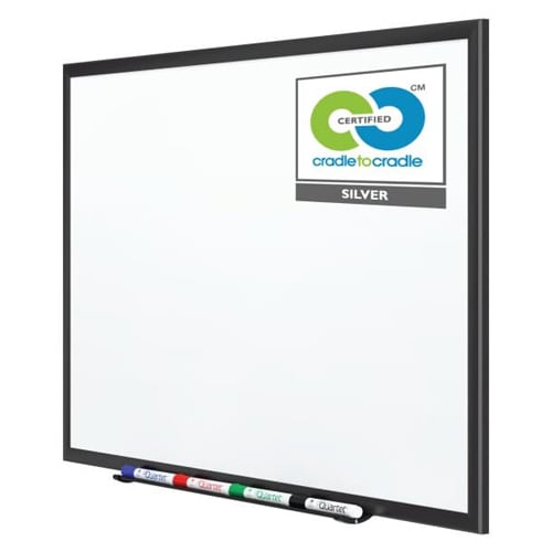 Quartet 4' x 3' Premium DuraMax Porcelain Magnetic Whiteboard with Black Aluminum Frame - 2544B